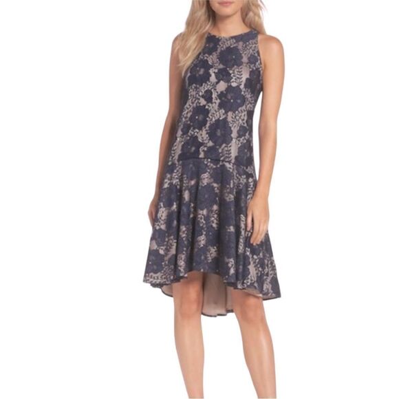 Eliza J Blue Lace Overlay Dress Size 2 - Picture 1 of 7